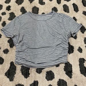 LULULEMON GREY STRIPED CROP TANK - SIZE 4